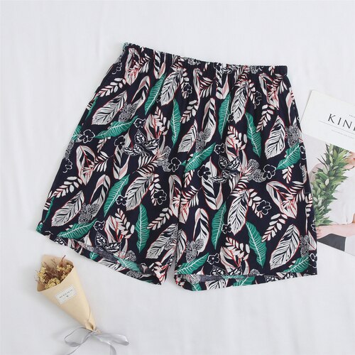 Loose smooth comfortable women's sleep bottoms floral print female home wear pants: 01 / XL(58KG-68KG)