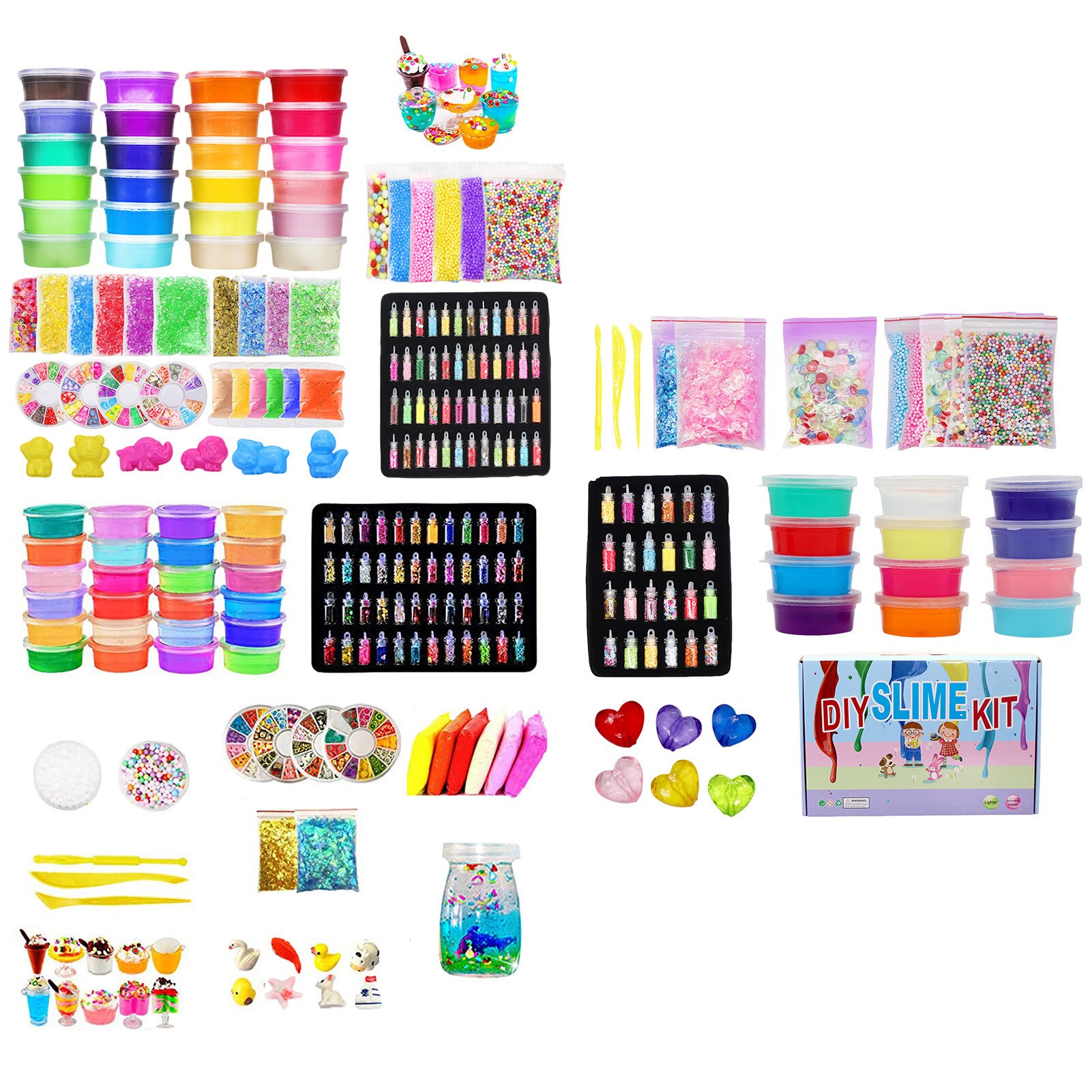 24colors Kids DIY Slime Kit Slime Charms Glitter Jars Slime Supplies Kit For Children