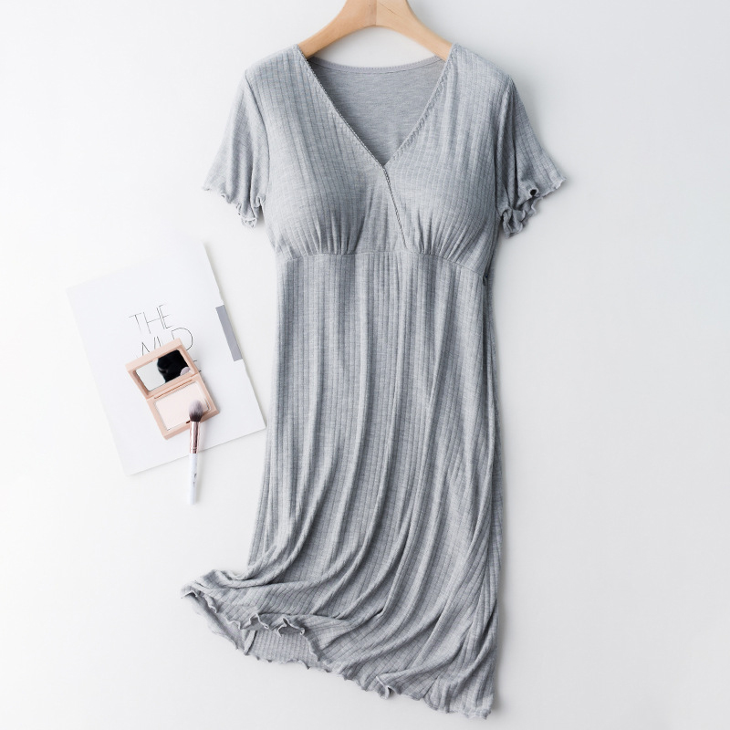 Camisones de lactancia materna para Hospital, ropa de maternidad, pijama de lactancia, vestido de embarazo: Gris / XXL