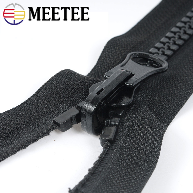 Meetee 60-100cm 5# Resin Zippers Double-sided Slider Open-end Zipper for Coat Jacket Repair Zip DIY Sewing Garment Accessories