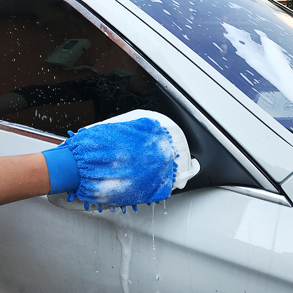 Tilfældig farve mirofiber bilvaskhandsker bil detaljer pleje vaskeservietter handske auto polering rengøring mitt tilbehør
