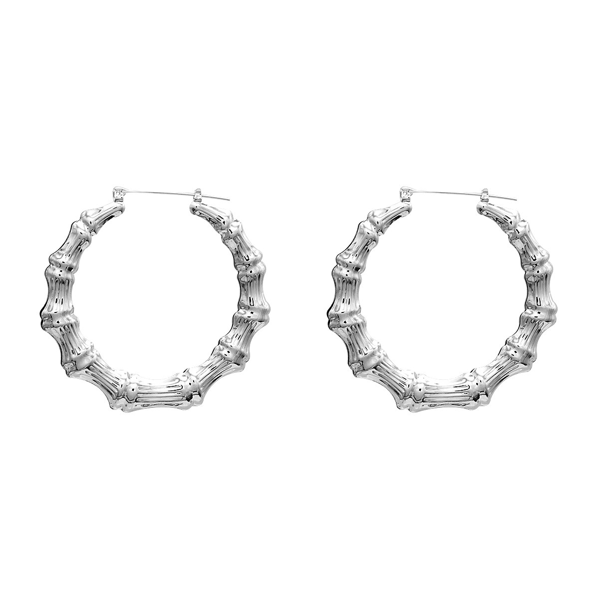 AENSOA 2020 Nuovo Punk di Colore Dell&#39;oro Rotonda Orecchini A Cerchio di Bambù per Le Donne In Metallo Esagerato Grande Anello Cerchio Orecchini Monili Popolari: 65mm Silver Color