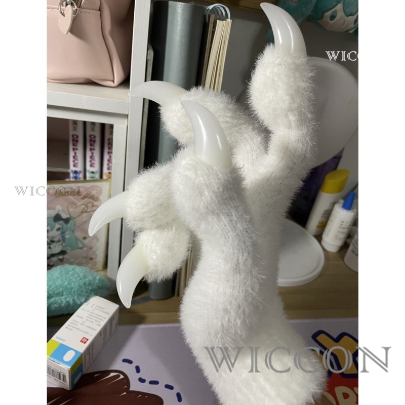 Furry Gloves Kig Fursuit Kigurumi Cosplay Plush Gloves Full SeasonGloves Claw Black White Multicolor Claw Cute Cool Furry