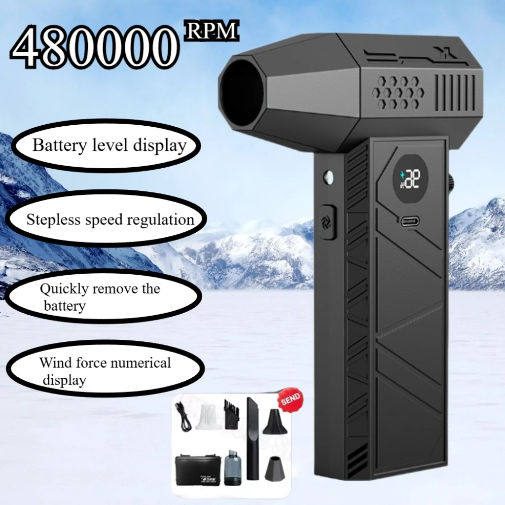 480,000RPM C6 Air Blower Powerful dust Vacuum Cleaner Fast Charging Strong Wind Brushless Violent Fan for car/computer cleaning