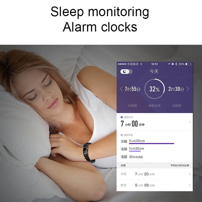 Smart armbånd  m2 pulsarmbånd vanntett sport fitness band trinntelling melding smart loop  du55