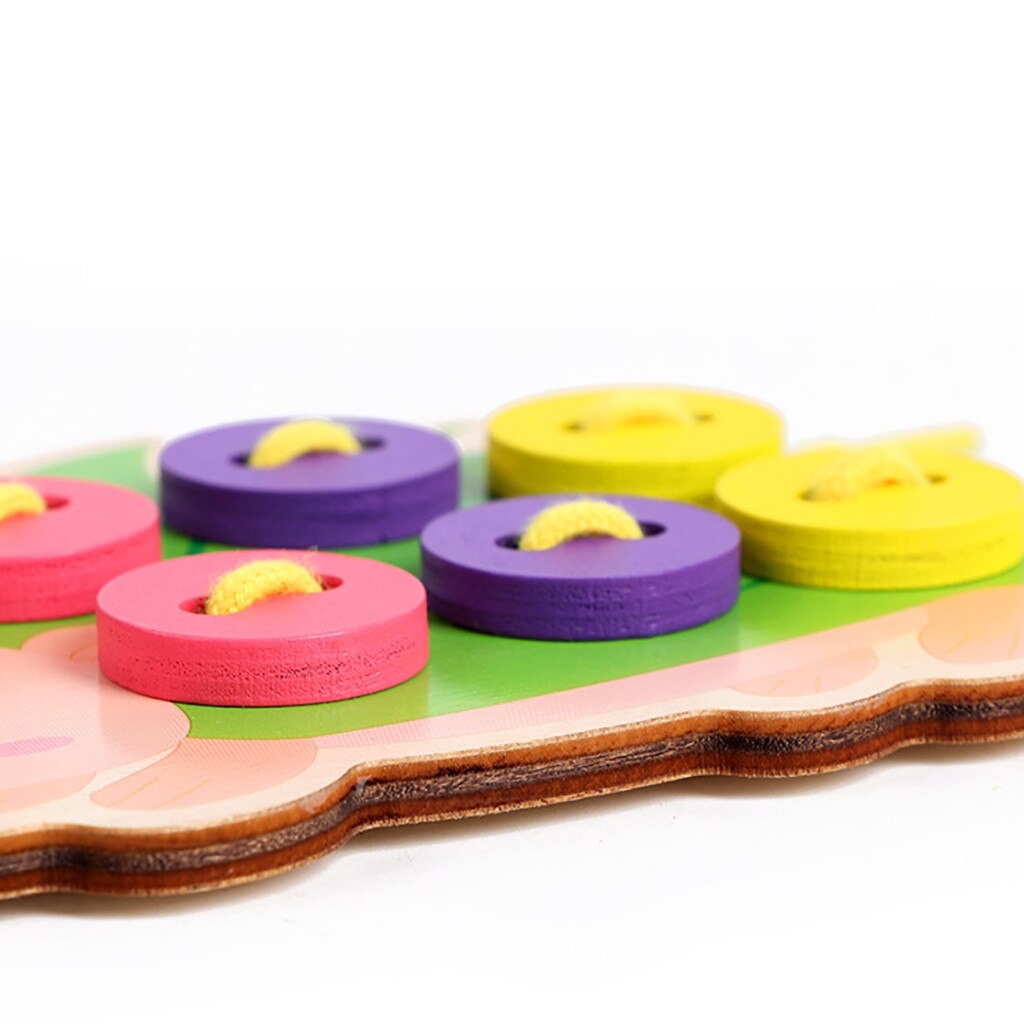 Wooden Threading Button Early Learning Educational Handheld Games For Toddlers Wooden Toys Apple Kids Catch Interactive