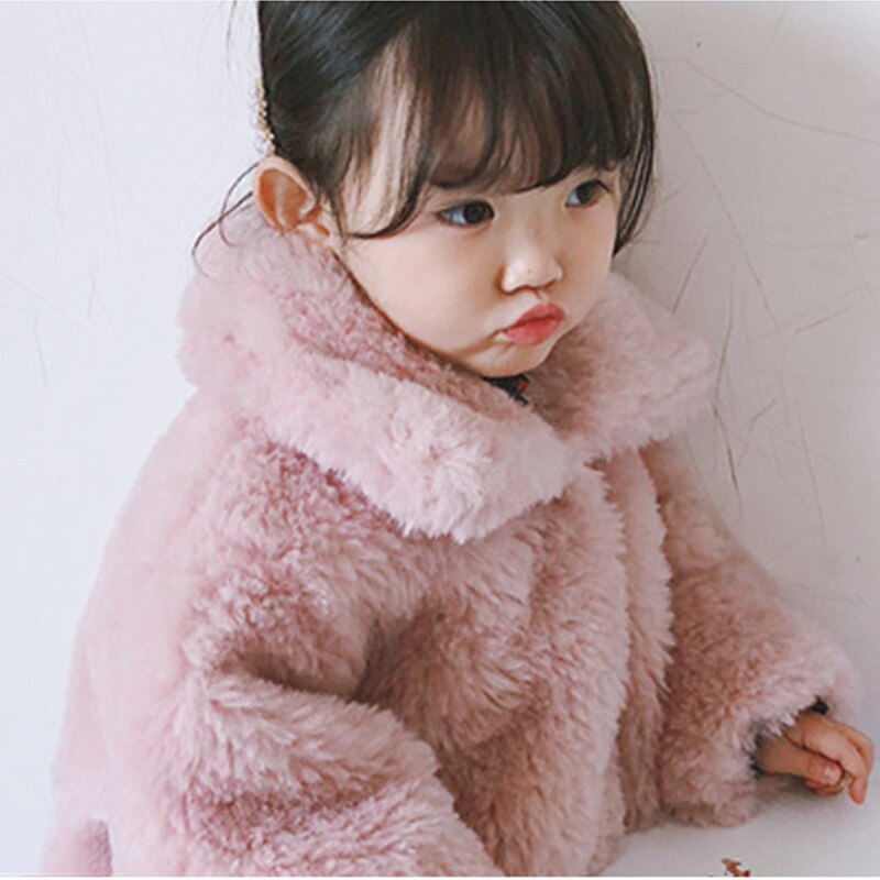 Babymeisjesjas winter kinderen nep bontjas berenoor cartoon baby winter bovenkleding kinderen winterkleding 2-8 jaar oud