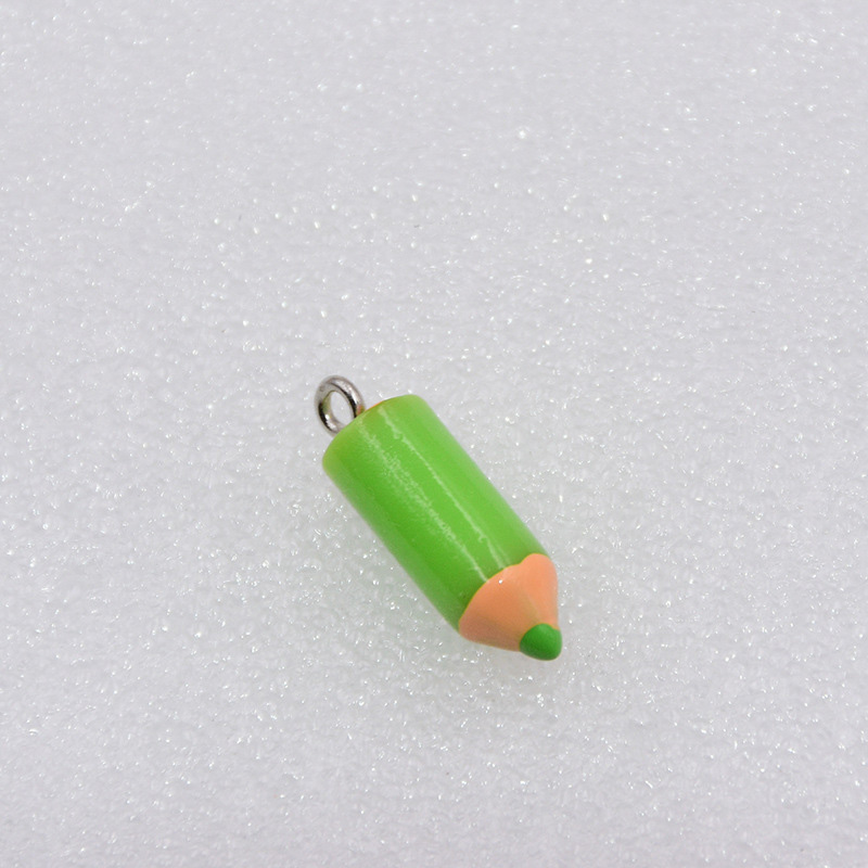 10 Uds. De dijes de cabeza de lápiz de simulación, colgantes rojos y amarillos para hacer joyería DIY, accesorios hechos a mano, pendientes, collar, pulsera: Rodio plateado