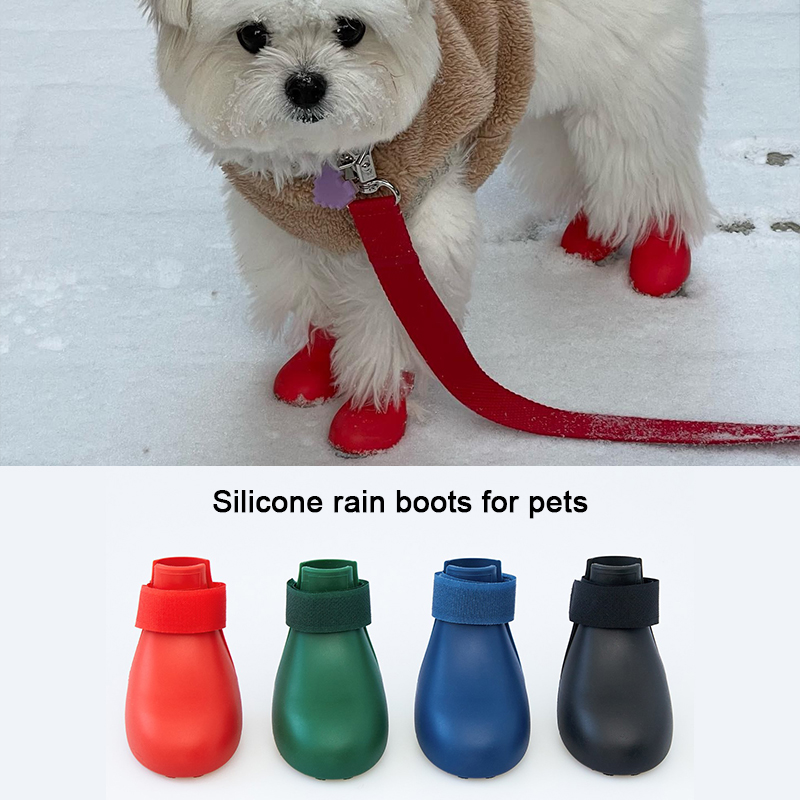 4 Uds. Zapatos de lluvia impermeables para Gato, Botas de lluvia antideslizantes de silicona para perros, botas de goma para exteriores para perros pequeños, medianos y grandes