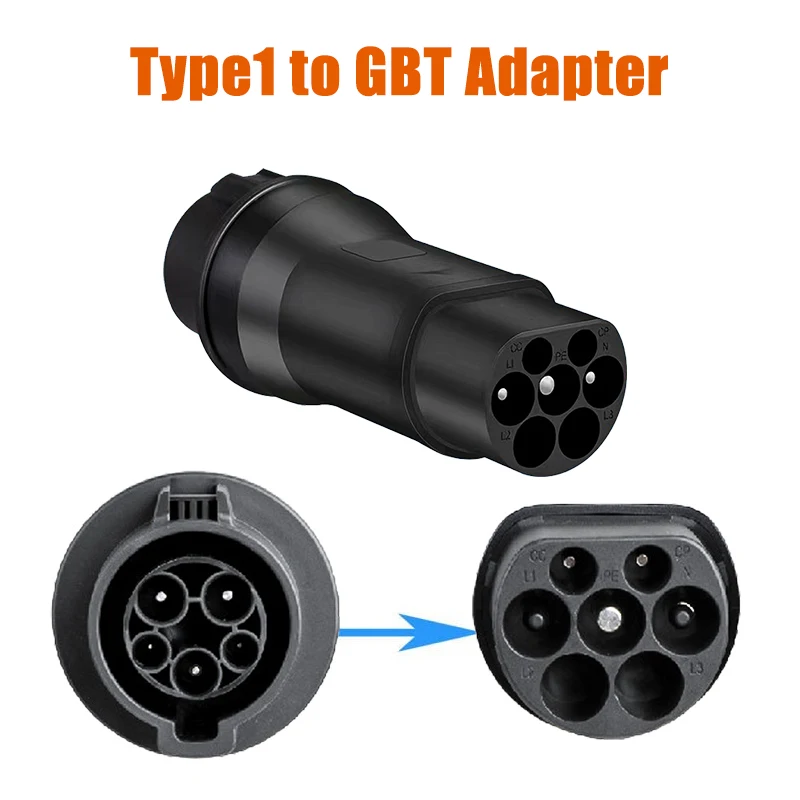 Electric Vehicle Charging Connector Type 2 to Type 1 J1772 EV Adapter Type 2 to GBT EVSE Charger Type1 to GBT EV Adaptor: Dark Grey
