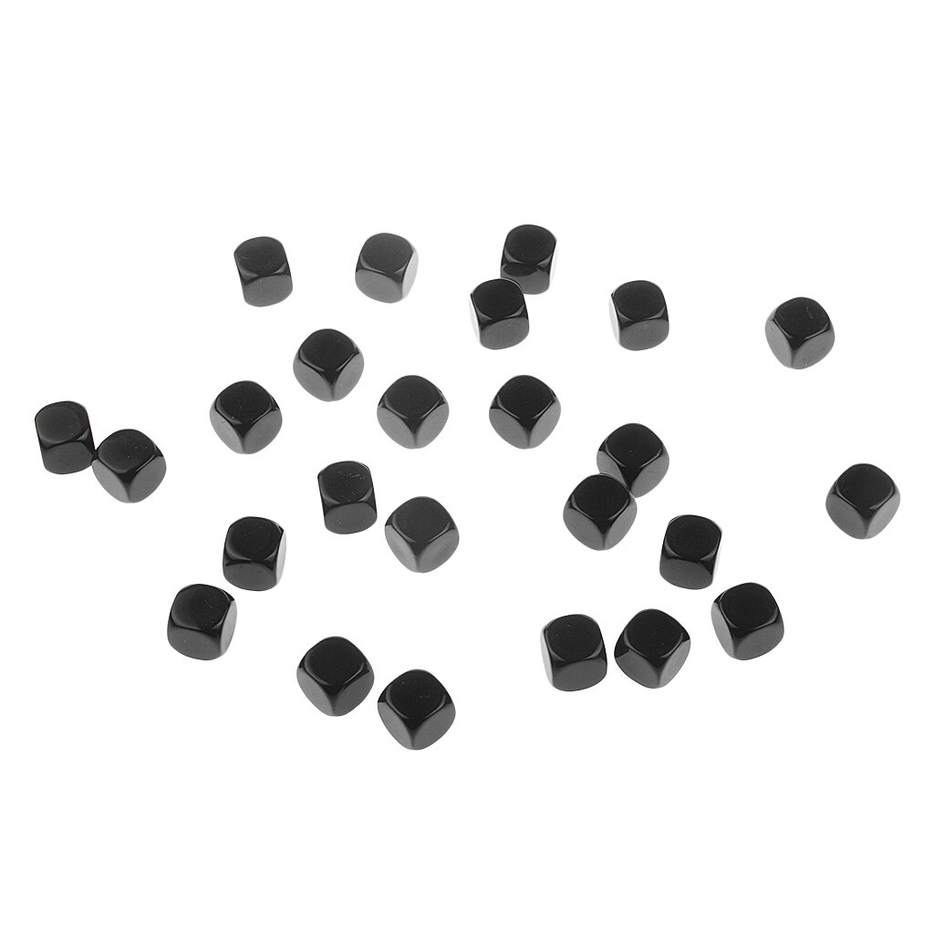 Pack of 25pcs DIY Blank 16mm Six Sided Dice D6 Playing Dungeons D&D TRPG Game Black For Classroom Teaching Aids