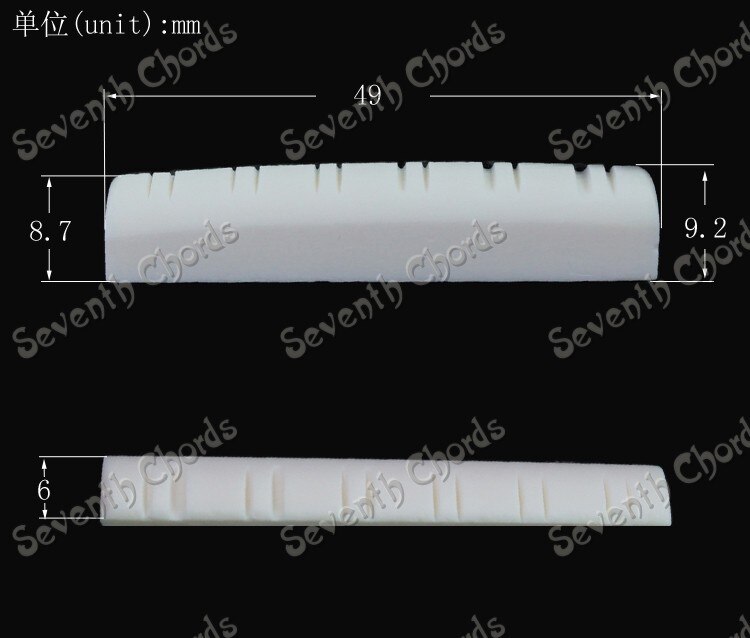 2 Pcs Bone 12 String Gitaar Noten Voor Folk Akoestische Gitaar 49X6X9.2-8.7Mm