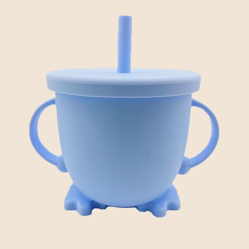 1PC Baby Silicone Snack Cup Baby Double Handle Silicone Feeding Bowl Spill-Proof Biscuits Container Box Snacks Storage Box: SFUG13