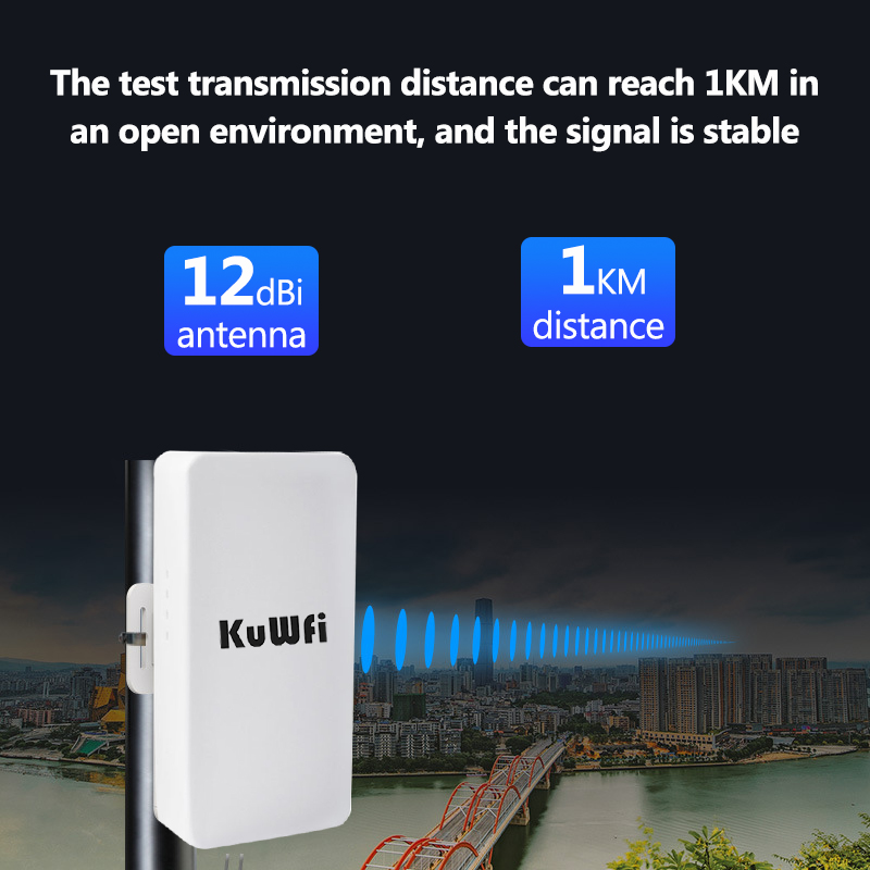 KuWFi 2.4Ghz 300Mbps Outdoor CPE Bridge Bezprzewodowy router Wi-Fi AP Repeater Mode Long Range Extender Bezprzewodowy most PTP PTMP 1KM