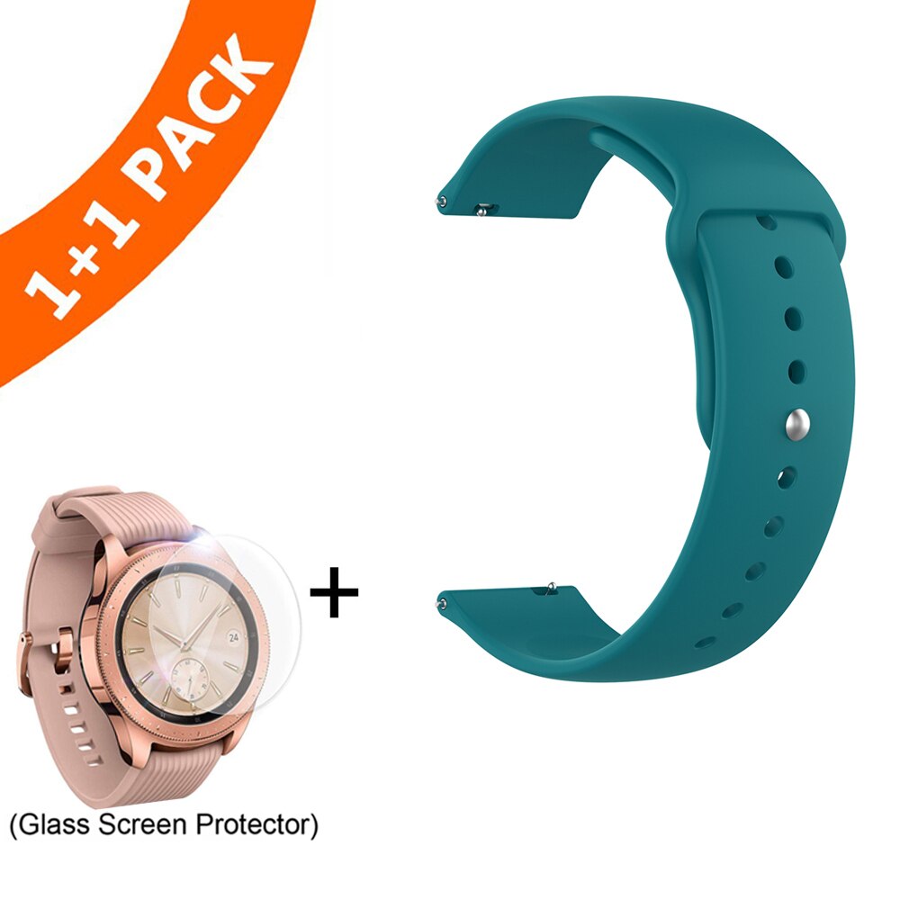 20mm armbånd til samsung galaxy ur 42mm rems silikonebånd til samsung gear  s2 classic 732 med glasbeskyttelsesfilm: Grøn