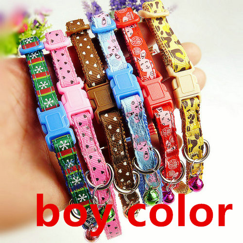 Dierbenodigdheden Nylon Puppy Konijn Mini Huisdier Chihuahua Yorkshire Hond Kraag Cat Bell Collar Verstelbare Outdoor Veilig Comfortabele 1 PC: Boy Colors / S 1.0cm