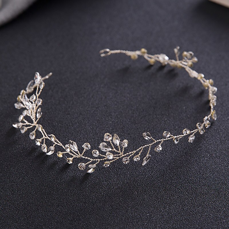 Hair Bands Pearl Wedding Hair Ornament Rhinestone Flower Women Bridal Head Decoration Handmade Crystal Hair Jewelry: A0010