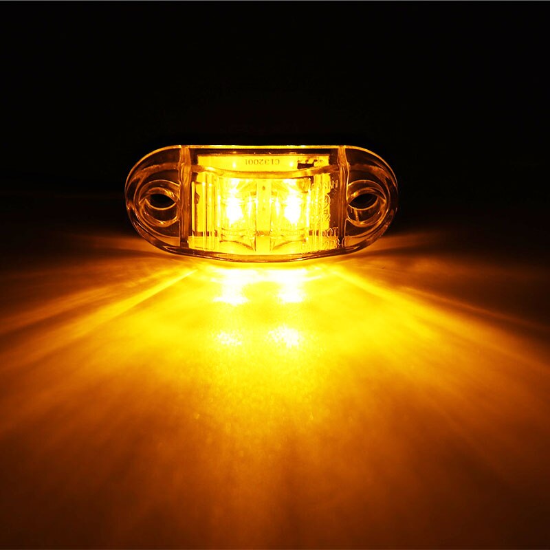 2 stk 12v / 24v førte sidemarkeringslys bil udvendige lys advarsel baglygte auto trailer lastbil lastbiler lamper gul farve