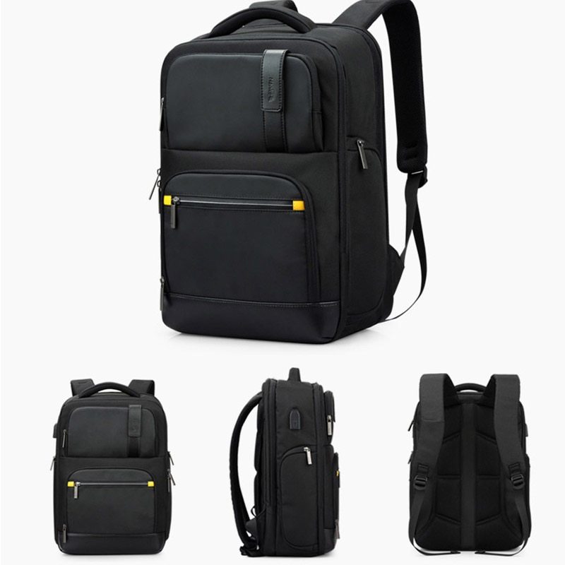 Hanke mochila de negocios para hombre, mochila para ordenador portátil, mochila de viaje RFID negra resistente al agua 17 19 pulgadas, multifuncional H6770