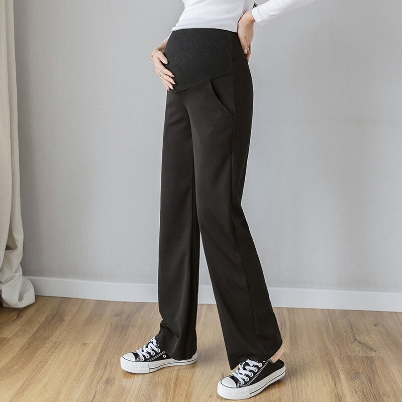 ENXI Solid Color Maternity Trousers Pregnancy Clothes Regular Pants Summer Women Pants For Pregnant Women Maternity Clothing