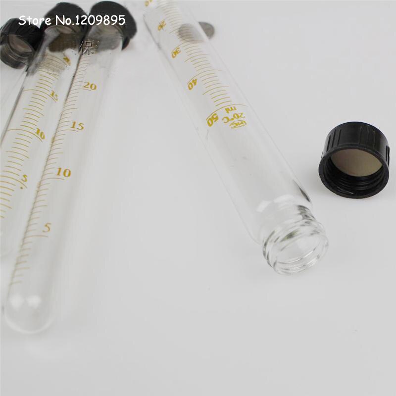 2 sztuk/partia 50ml krótki szklane probówki z zakrętką testu kalibracji rury zaopatrzeniowe artykuły laboratoryjne