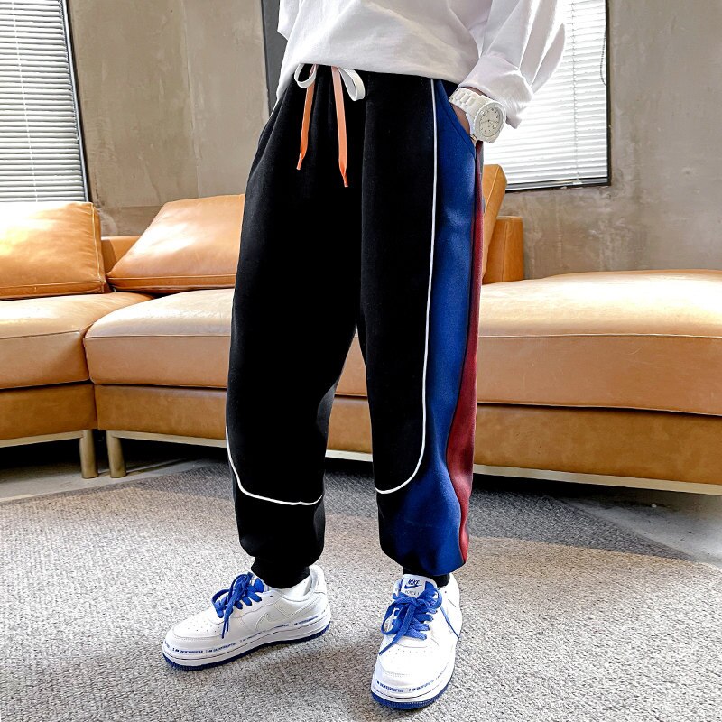 Pantaloni sportivi per bambini neri grigi primavera autunno adolescente Big Boy pantaloni Casual in cotone fresco abbigliamento per bambini 5 6 7 8 9 11 13 14 anni