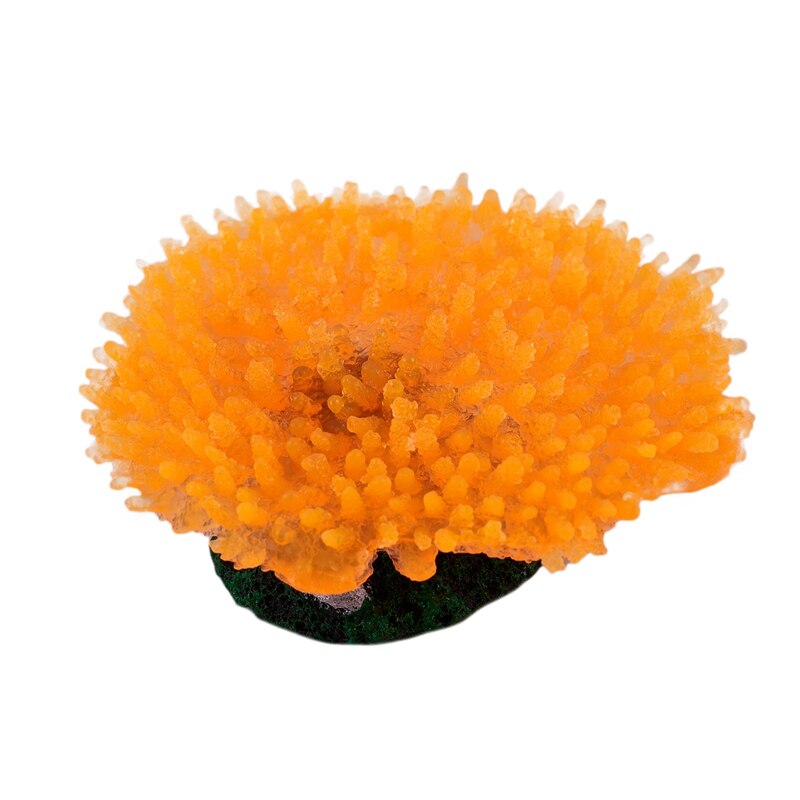 Aquarium Tank Orange Silicone Artificial Sea Anemone Coral Ornament 2 inch