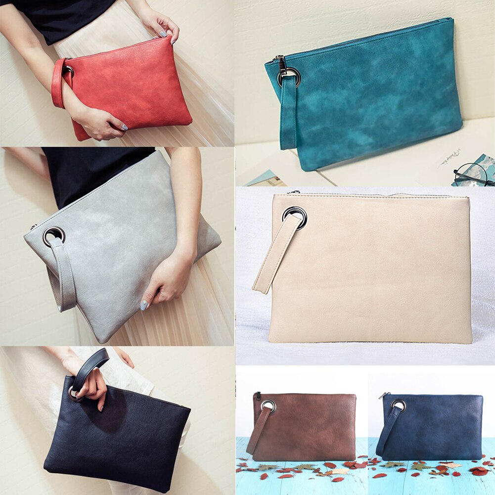 Mode Vrouwen Handtas Rits Zachte Pu Lederen Clutch Envelop Purse Grote Capaciteit Messenger Bags Document Nuttig Tas