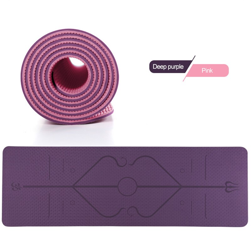 TPE Yoga Double Layer Non-Slip Mat Yoga Exercise Pad with Position Line For Fitness Gymnastics and Pilates: A8