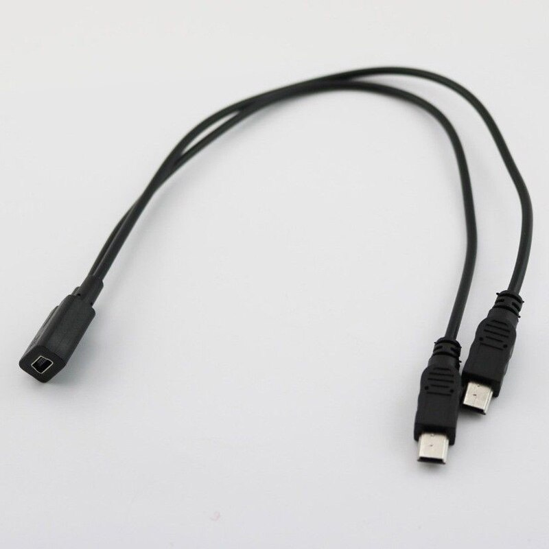 1 stk mini usb 2.0 hun til dobbelt 2 han splitter 30cm oplader adapter kabel 1.5a