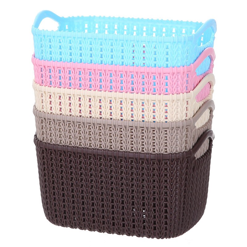 Imitation of the cane makes up receive basket plastic hollow out desktop clutter carrying basket bathroom clothes cosmetics