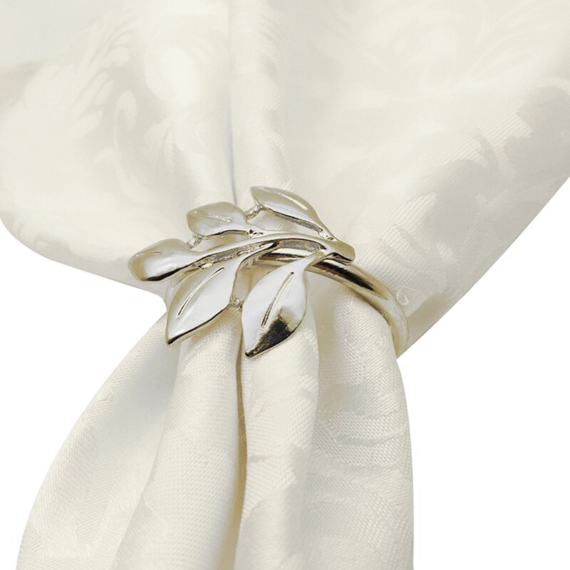Falde blade serviet ringe guld sølv dåb armbånd metal serviet holder bryllup dåb brusebad fest indretning: B