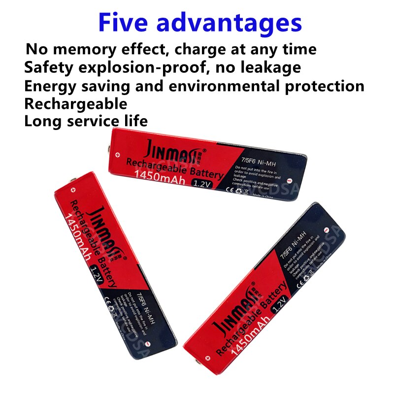 100% 1.2V 7/5F6 67F6 1450mAh NiMH Gum Rechargeable Battery for Walkman CD Player MD etc.