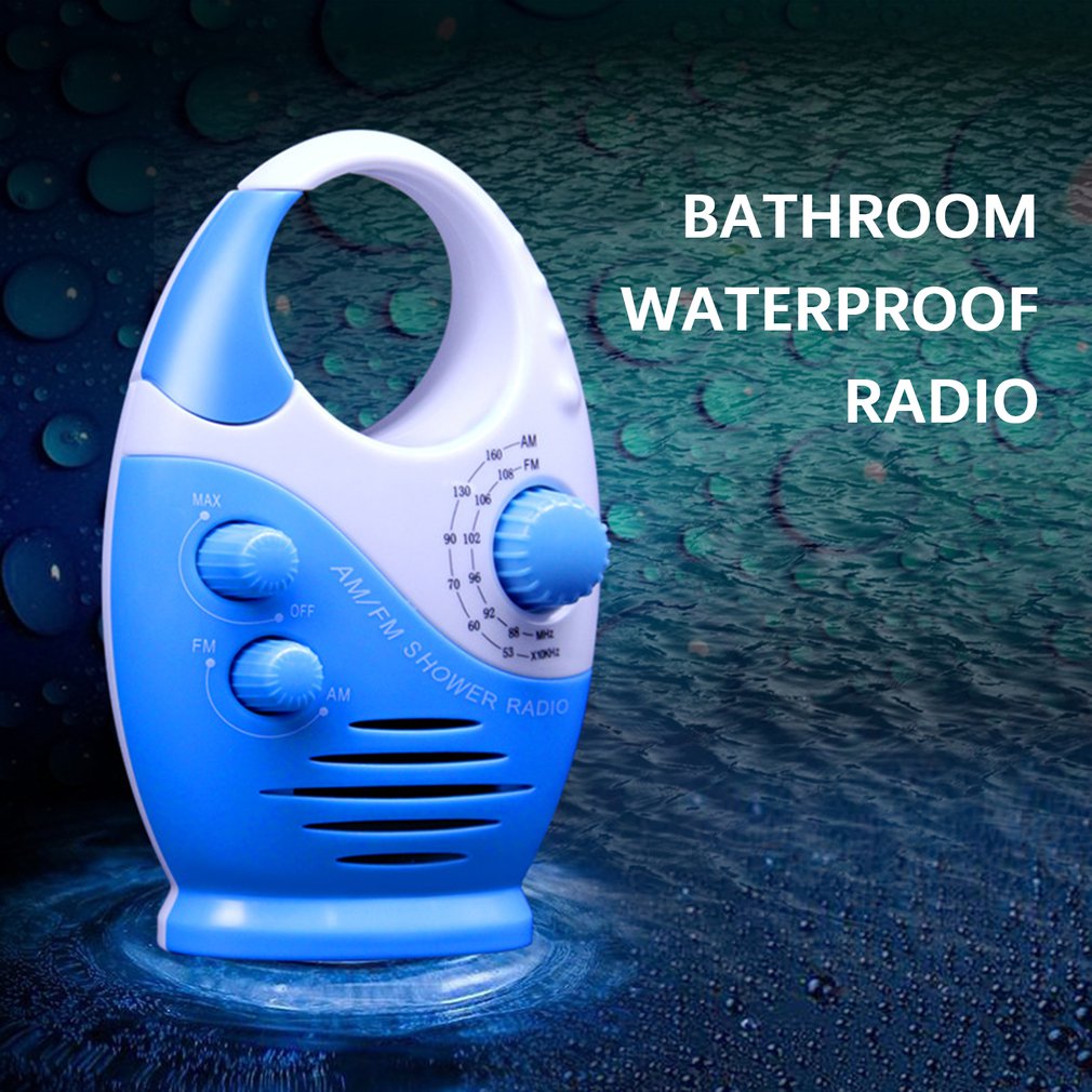 Shower Radios Waterproof AM FM Bathroom Shower Radio Portable Speaker Battery Powered Adjustable Volume