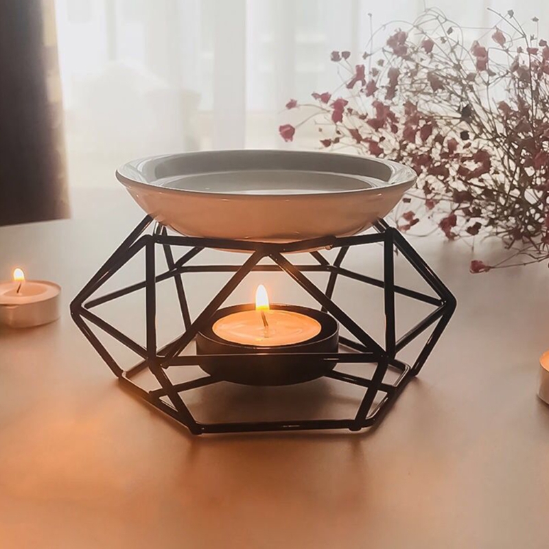 Aromatic Oil Burner, Geometric Ceramic Essential Oil Candle Holder Wax Melt Burner Warmer Melter fragrance for Home Office