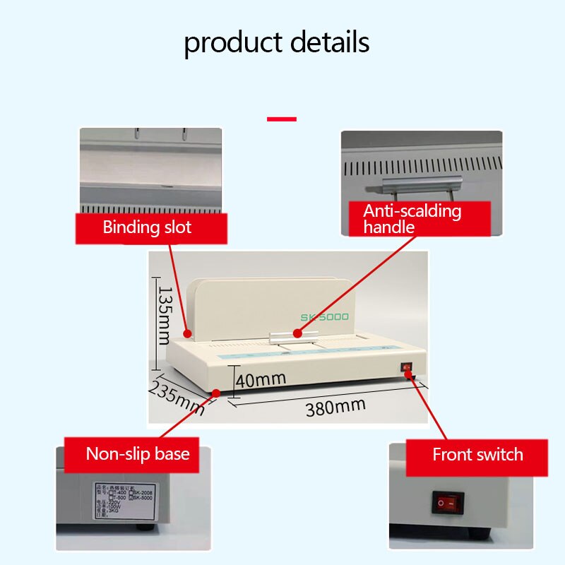 Lijm Bindmachine Desktop Melt Bindmachine Kleine Handleiding Financiële Automatische Ponsmachine SK-5000 Xh