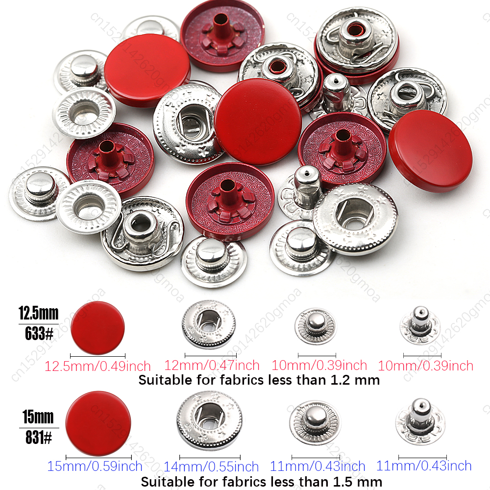 Juego de sujetadores a presión de cuero, botones redondos de Metal de 12,5/15mm, sin costura, botón de Color para ropa, chaquetas, ropa vaquera, 20 juegos, novedad: 4 # / Multicolor