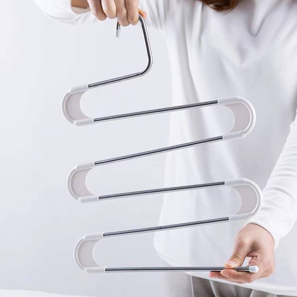 5 Layers Pants Storage Rack Cloth Holder Stainless Steel S Shape Storage Cloth Hanger MultiFunctional Clothes Hangers