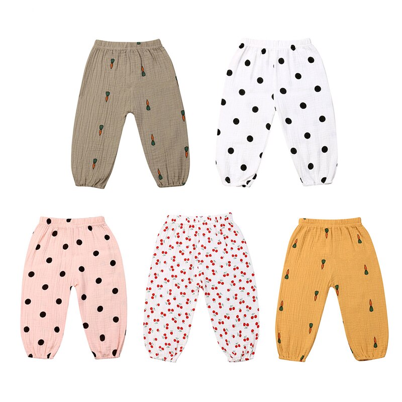 Peuter Kids Baby Boy Meisjes Lange Harem Katoen Linnen Broek Broek Leggings Blommers Kleding Soft Comfy Ploka Stippen Wortel
