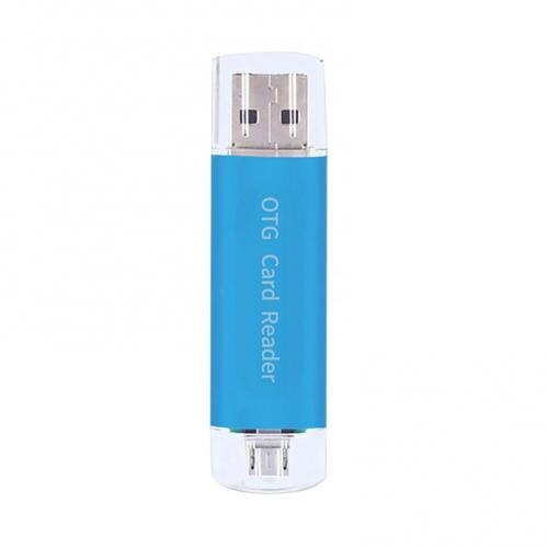 2 in 1 USB 2.0 Phone OTG Dual TF SD Card Reader Adapter for PC Computer Android: Blue
