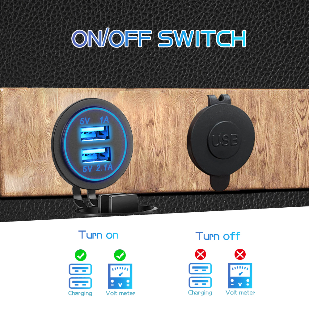 5V 3.1A 12V Dual USB Autolader met Paneel Waterdichte Power Adapter Stopcontact voor Voertuig Boot vrachtwagen Motorfiets