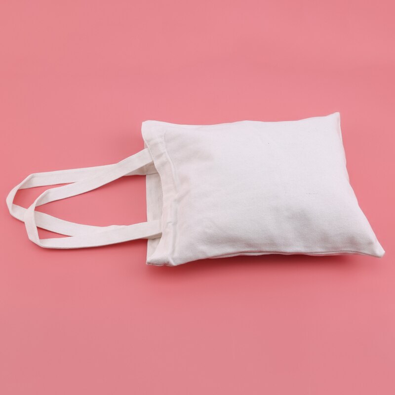 Canvas Fabric Shopping Handbag Eco Reusable Supermarket Tote Portable Carrier Large Capacity Grocery Storage Shoulder Bag: white