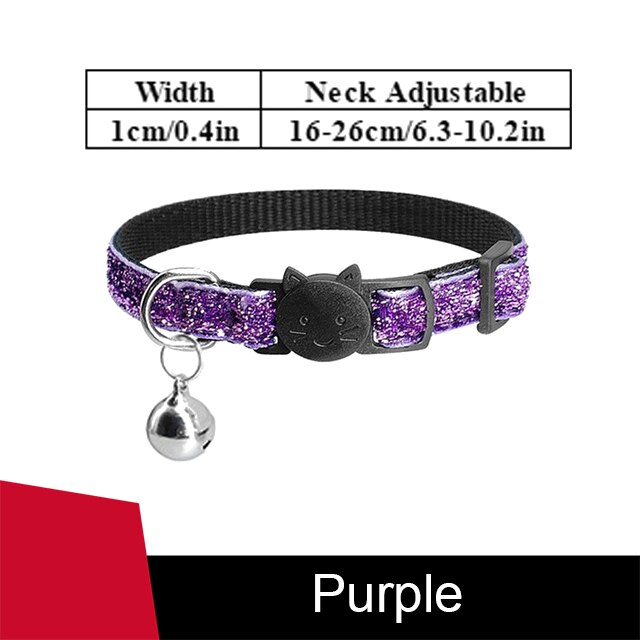Breakaway Cat Collar with Bell Flea Cat Collar for Cats Cute Cat Collar Pet Product Cat Collar Charm Quick Release Cat Collar: Purple