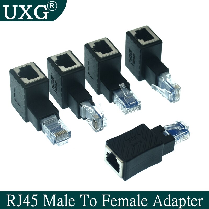 Ethernet Adapter 90 Degree 270 Degree RJ45 / 8P8C Ethernet Female to RJ45/8P8C Male Cat5e/Cat6 Up Down Left Right Angle Adapter