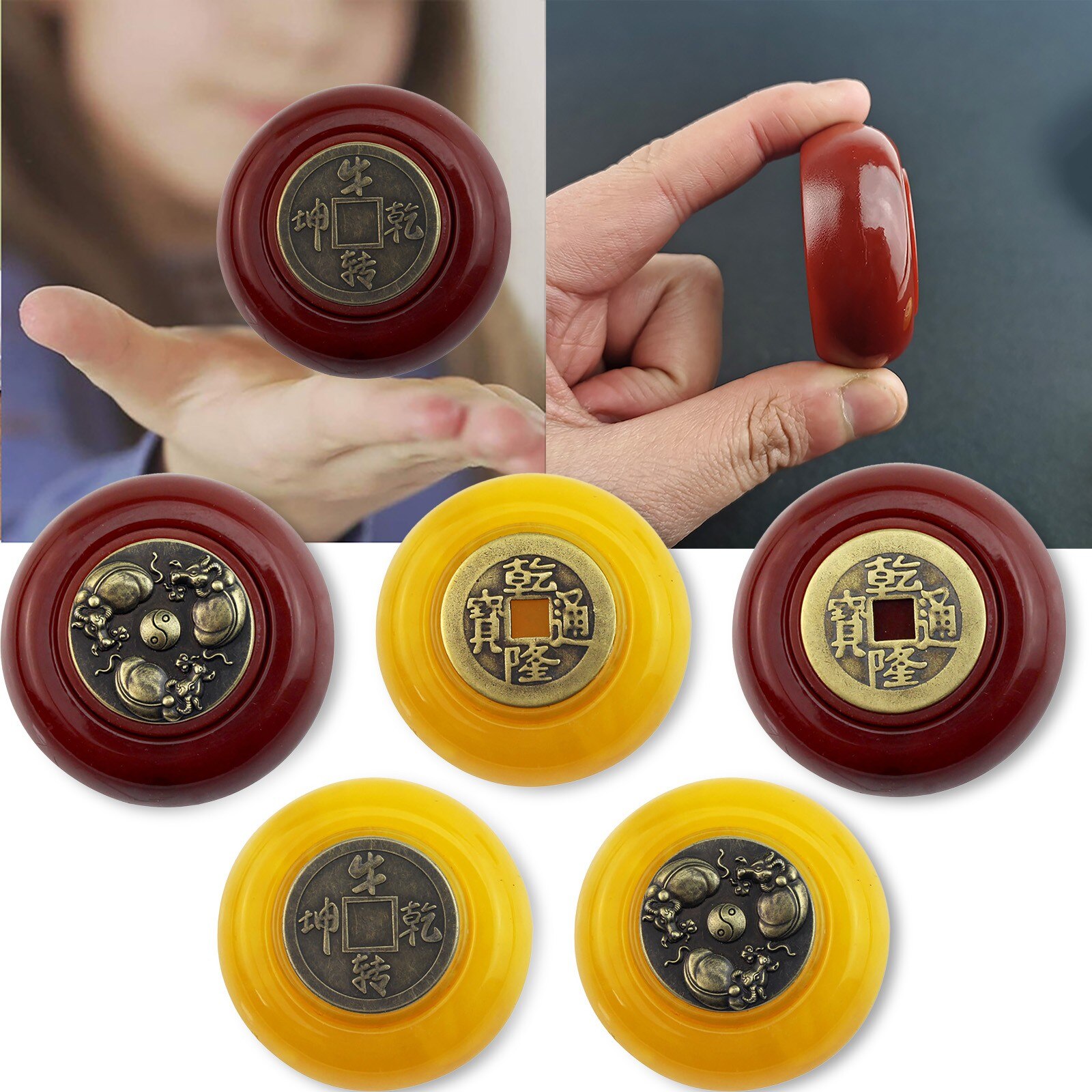 Fidget Speelgoed Popit Hoogwaardige Messing Coppercoin Handvat Otating Decompressie Handleiding Vingertop Top Игрушки Stress Speelgoed Антистресс