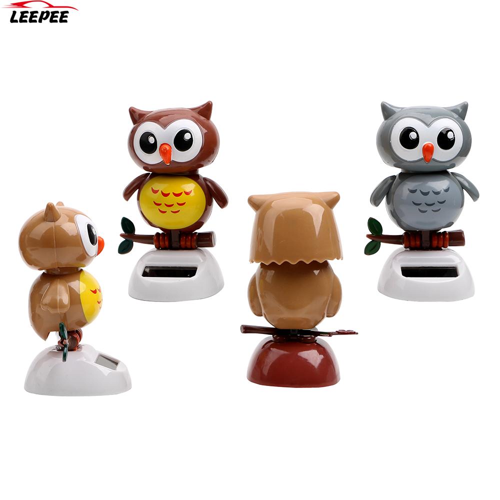 Boneco que agita o carro, decoração de painel de pássaros, coruja fofa de carro, acessório automotivo movido a energia solar