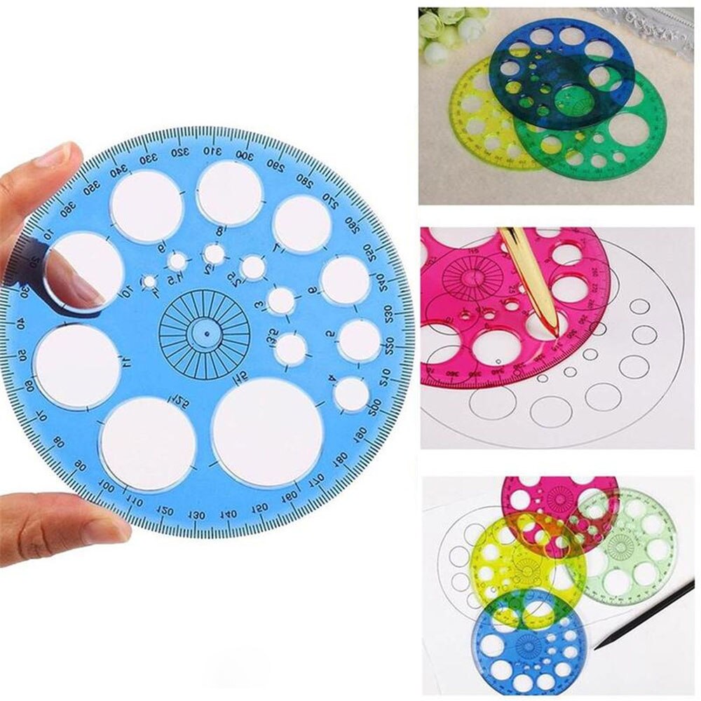 360 Degree Protractor All Round Ruler School Drafting Supplies For Students 16 Circular Cutouts Plastic Clear and easy to read