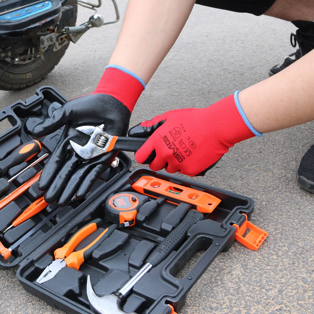 Gmg 6 pairs nitrilo luvas de trabalho segurança jardim mecânico de proteção automontagem pintura impressão bom aperto feminino masculino luvas à prova de óleo