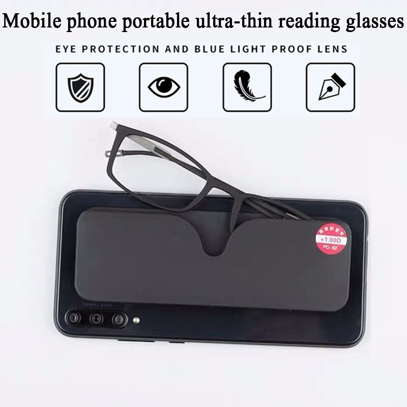 2020TR90 Ultra-thin Frame Portable Reading Glasses Unisex Ultra Light Paper Wallet Reading Glasses 1.0 -4.0