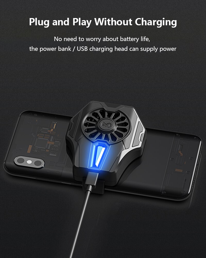 Original funcooling ventilador do radiador portátil ajustável telefone jogo com luz de fundo rgb para iphone xs max/xr/8/7/6 huawei samsung